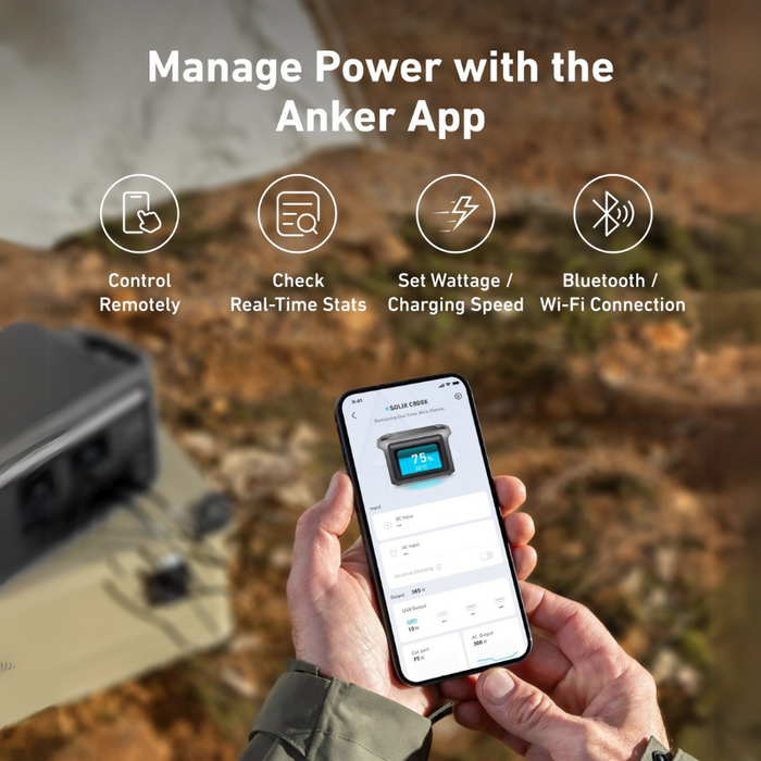 Anker SOLIX C800X Portable Power Station | 768Wh / 1,200W | 10 Ports + 3-Mode Camping Light | Fast Solar & Wall Recharge | 5-Year Warranty