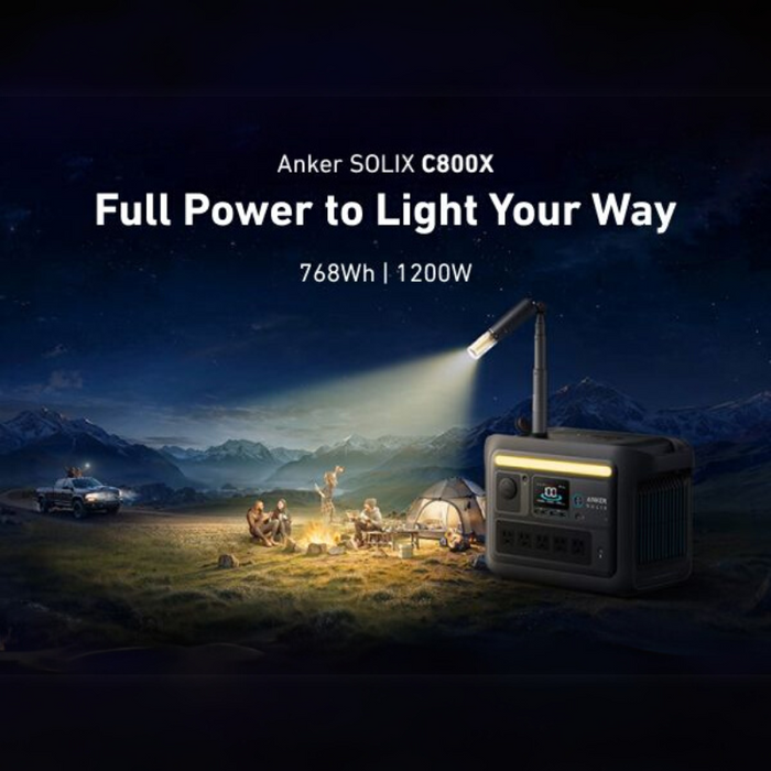 Anker SOLIX C800X Portable Power Station | 768Wh / 1,200W | 10 Ports + 3-Mode Camping Light | Fast Solar & Wall Recharge | 5-Year Warranty