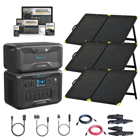 Bluetti AC300 3,072Wh/3,000W Solar Kits Portable Power Station + Choose Your Custom Bundle | Complete Solar Generator Kit