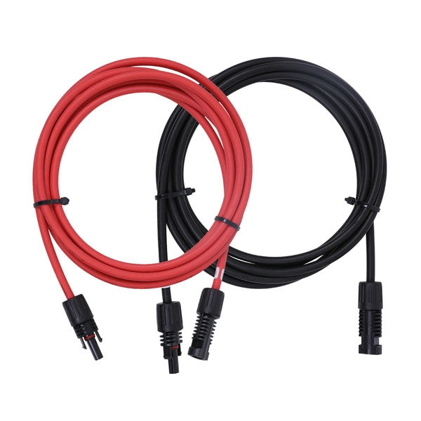 10 AWG Solar Panel Extension Cables With PV Connectors | One Pair Red+Black