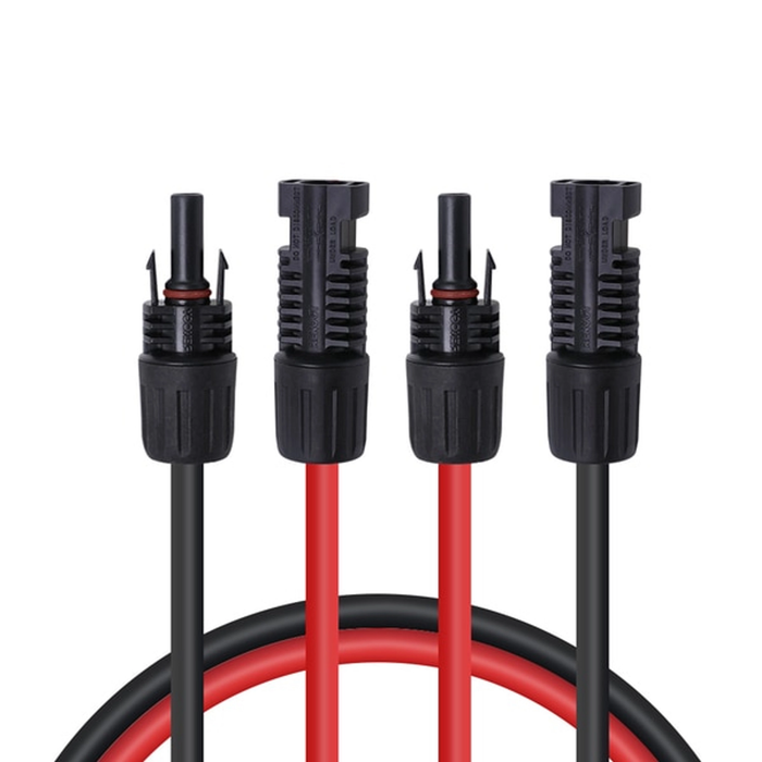 10 AWG Solar Panel Extension Cables With PV Connectors | One Pair Red+Black