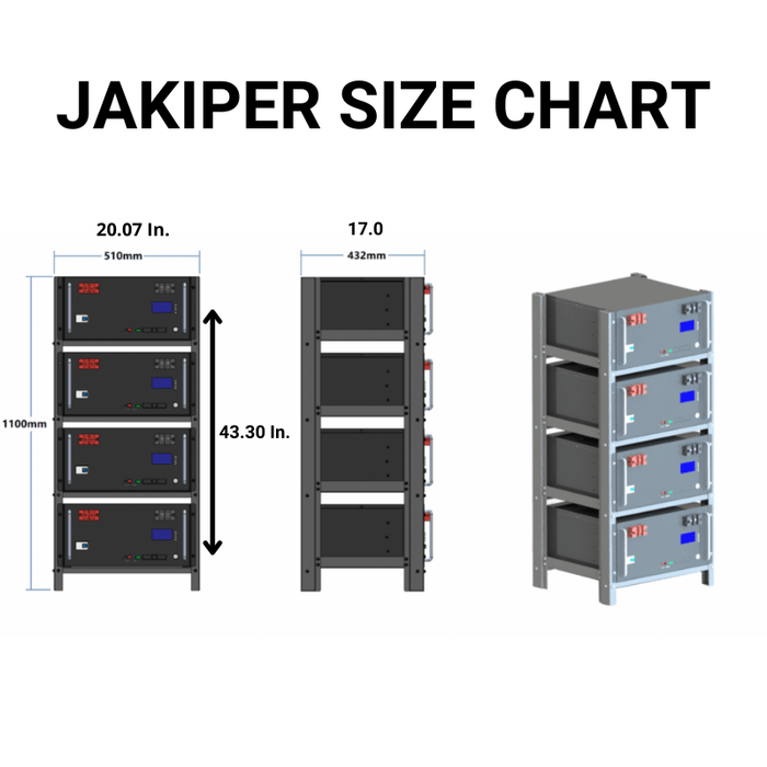 5 x Jakiper [PRO] Lithium Batteries | 48V / 500Ah | 25,600wH / 25.6KwH Server Rack Battery Kit | Includes Server Rack