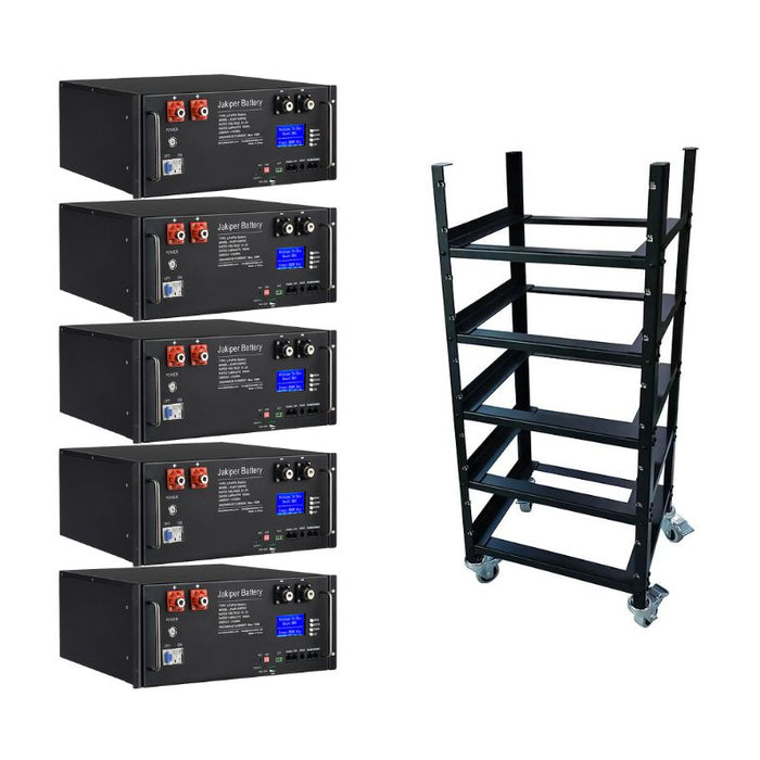 5 x Jakiper [PRO] Lithium Batteries | 48V / 500Ah | 25,600wH / 25.6KwH Server Rack Battery Kit | Includes Server Rack